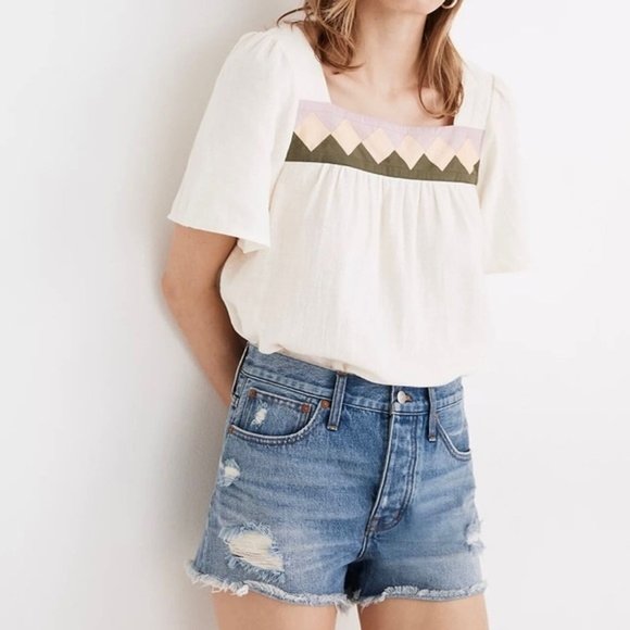 Madewell Denim - Madewell Relaxed Denim Shorts in Homecrest Wash: Ripped Edition